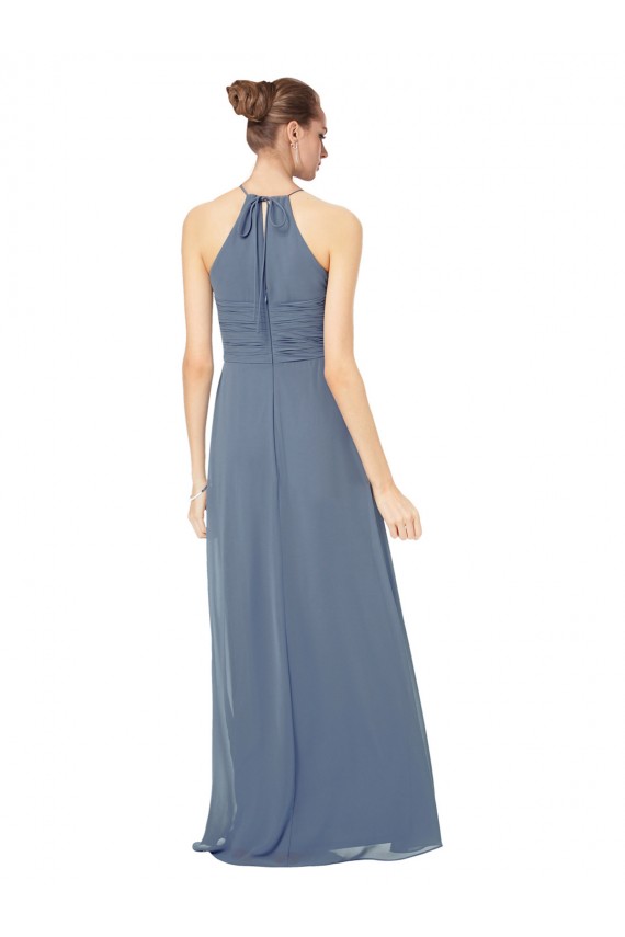 Halter Neck Long Soft Chiffon Midnight Green Sleeveless Bridesmaid Dress Darwin