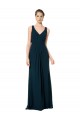 V-Neck Long Soft Chiffon Midnight Green Sleeveless Bridesmaid Dress Darwin