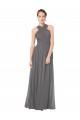 Halter Neck Long Soft Chiffon Stormy Silver Sleeveless Bridesmaid Dress Darwin