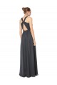 Halter Neck Long Soft Chiffon Stormy Silver Sleeveless Bridesmaid Dress Darwin
