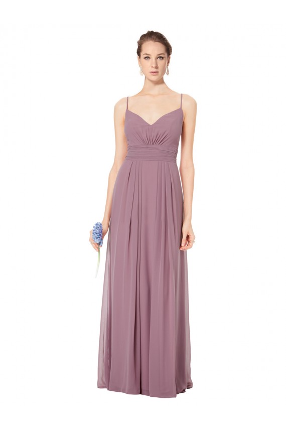 V-Neck Long Soft Chiffon Pink Sleeveless Bridesmaid Gowns Darwin