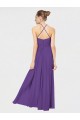 Halter Neck Long Soft Chiffon Plum Purple Sleeveless Bridesmaid Dress Darwin
