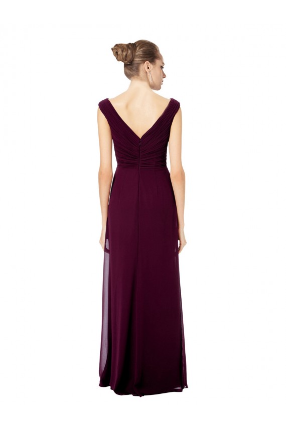 V-Neck Long Soft Chiffon Royal Blue Sleeveless Bridesmaid Dresses Darwin