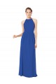 Halter Neck Long Chiffon Royal Blue Sleeveless Bridesmaid Dress / Evening Dress Darwin