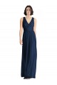 V-Neck Long Floor Length Chiffon Dark Navy Sleeveless Bridesmaid Dress Darwin