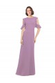 High Neck Long Soft Chiffon Dark Lavender Cold Shoulder Bridesmaid Dresses Darwin