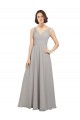 V-Neck Long Soft Chiffon Oyster Silver Sleeveless Bridesmaid Dress Darwin
