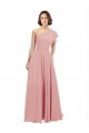 One Shoulder Long Chiffon Bliss Pink Sleeveless Bridesmaid Dress / Evening Dress Darwin