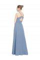 V-Neck Long Soft Chiffon Dusty Blue Sleeveless Evening Dress / Bridesmaid Dress Darwin
