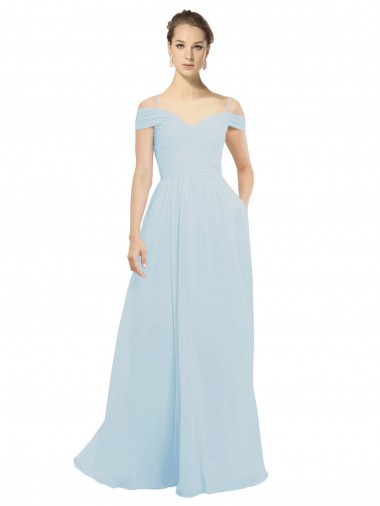 Off the Shoulder Long Soft Chiffon Sea Glass Sleeveless Evening Dress / Bridesmaid Dress Darwin