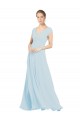 V-Neck Long Soft Chiffon Sea Glass Sleeveless Bridesmaid Dress Darwin