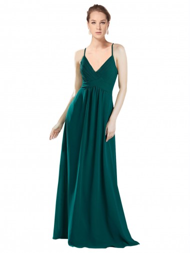 V-Neck Long Chiffon Hunter Sleeveless Bridesmaid Dress / Evening Dress Darwin