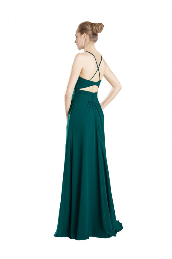 V-Neck Long Chiffon Hunter Sleeveless Bridesmaid Dress / Evening Dress Darwin