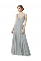 V-Neck Long Chiffon Silver Sleeveless Bridesmaid Dress / Evening Dress Darwin