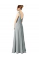 V-Neck Long Chiffon Silver Sleeveless Bridesmaid Dress / Evening Dress Darwin