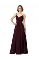 V-Neck Long Soft Chiffon Burgundy Gold Sleeveless Bridesmaid Gown Darwin