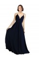 V-Neck Long Chiffon Dark Navy Sleeveless Bridesmaid Dress & Gowns Darwin