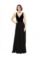 V-Neck Long Soft Chiffon & Velvet Black Sleeveless Prom Dress / Bridesmaid Dress Darwin