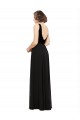 V-Neck Long Soft Chiffon & Velvet Black Sleeveless Prom Dress / Bridesmaid Dress Darwin