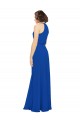 Jewel Neck Long Soft Chiffon Royal Blue Sleeveless Bridal Party Dress Darwin