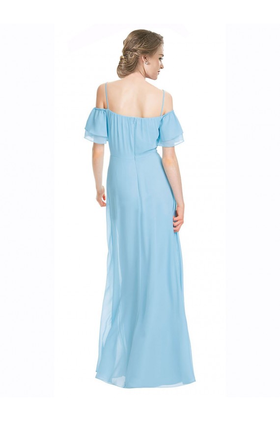 Spaghetti Straps Long Soft Chiffon Mint Green Sleeveless Bridesmaid Dress Darwin