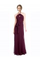 Halter Neck Long Soft Chiffon Burgundy Sleeveless Evening Dress / Bridesmaid Dress Darwin