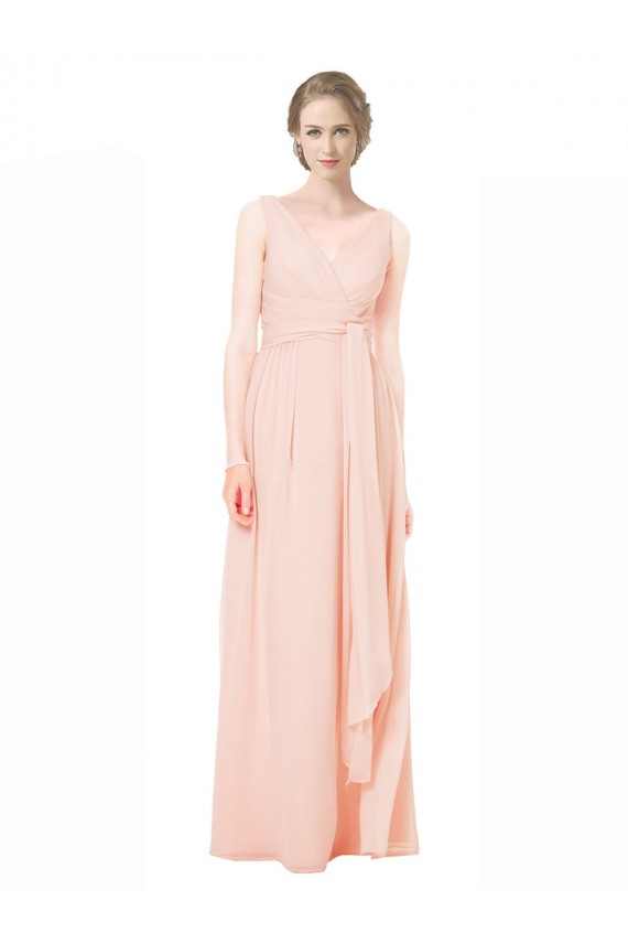 V-Neck Long Chiffon Sleeveless Wedding Party Dress Darwin