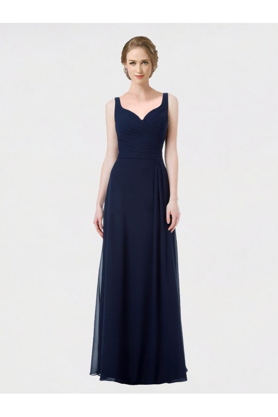 Sweetheart Long Lxue Chiffon Dark Navy Sleeveless Bridesmaid Dress Darwin