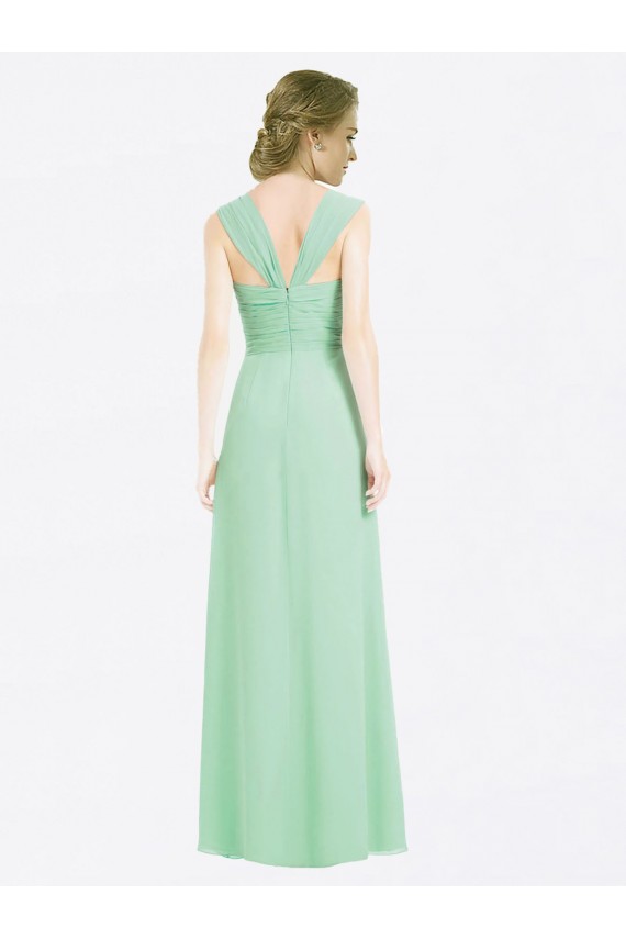 Sweetheart Long Soft Chiffon Mint Green Cap Sleeves Bridesmaid Dress Darwin