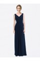 V-Neck Long Soft Chiffon Dark Navy Sleeveless Evening Gowns / Bridesmaid Dress Darwin