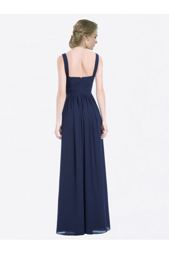 V-Neck Long Soft Chiffon Dark Navy Sleeveless Evening Gowns / Bridesmaid Dress Darwin