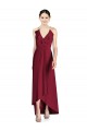 V-Neck Long Soft Chiffon Burgundy Sleeveless High Low Bridesmaid Dress Darwin