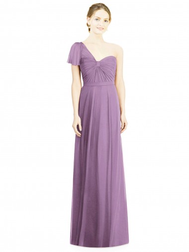 Sweetheart Long Soft Chiffon Dark Lavender Flutter Sleeves Formal Dress / Bridesmaid Dress Darwin