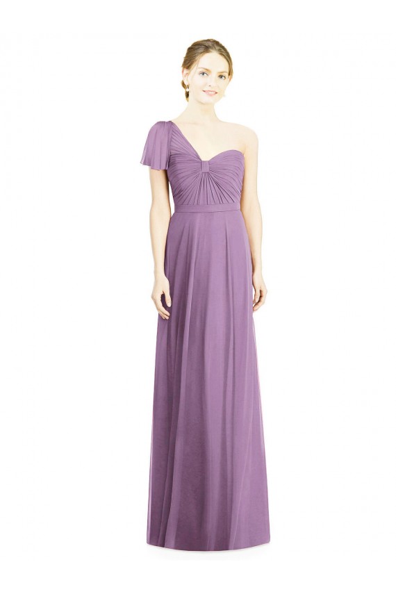Sweetheart Long Soft Chiffon Dark Lavender Flutter Sleeves Formal Dress / Bridesmaid Dress Darwin