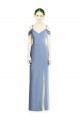 Jewel Long Soft Chiffon Dusty Blue Cold Shoulder Formal Evening Gown / Bridesmaid Dress Darwin