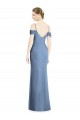 Jewel Long Soft Chiffon Dusty Blue Cold Shoulder Formal Evening Gown / Bridesmaid Dress Darwin