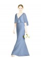 V-Neck Long Soft Chiffon Dusty Blue Trumpet Sleeveless Bridesmaid Dress Darwin