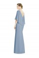 V-Neck Long Soft Chiffon Dusty Blue Trumpet Sleeveless Bridesmaid Dress Darwin