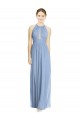 Halter Neck Long Chiffon Dusty Blue Sleeveless Wedding Party Dress Darwin