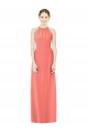 Halter Neck Long Soft Chiffon Coral Sleeveless Bridesmaid Dress Darwin