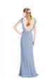 V-Neck Long Floor Length Chiffon Dusty Blue Sleeveless Bridesmaid Dress Darwin