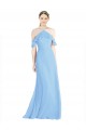 Halter Neck Long Soft Chiffon Periwinkle Cold Shoulder Formal Dress / Bridesmaid Dress Darwin