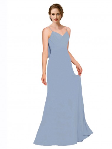 Sweetheart Long Chiffon Dusty Blue Sleeveless Bridesmaid Dress / Evening Dress Darwin