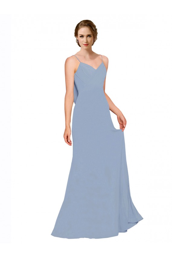 Sweetheart Long Chiffon Dusty Blue Sleeveless Bridesmaid Dress / Evening Dress Darwin