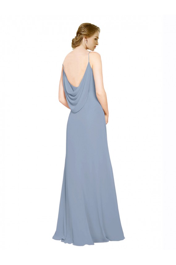Sweetheart Long Chiffon Dusty Blue Sleeveless Bridesmaid Dress / Evening Dress Darwin