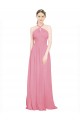 V-Neck Long Chiffon Skin Pink Sleeveless Bridesmaid Dress / Evening Dress Darwin