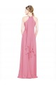 V-Neck Long Chiffon Skin Pink Sleeveless Bridesmaid Dress / Evening Dress Darwin