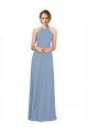 High Neck Long Chiffon Dusty Blue Sleeveless Bridesmaid Dress / Evening Dress Darwin