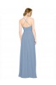 High Neck Long Chiffon Dusty Blue Sleeveless Bridesmaid Dress / Evening Dress Darwin