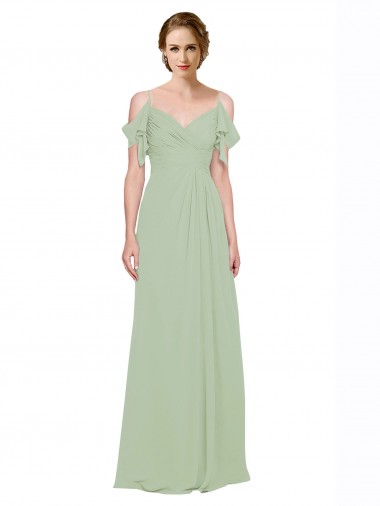 Sweetheart Long Lxue Chiffon Smoke Green Sleeveless Bridesmaid Dress Darwin